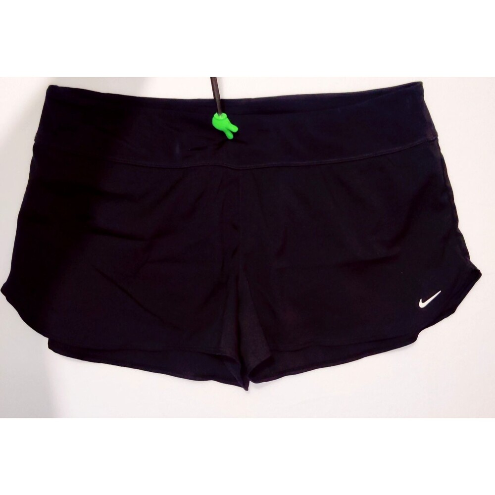 Women's NIKE XL Black Running Shorts Athletic Nike Swoosh Waist Pocket